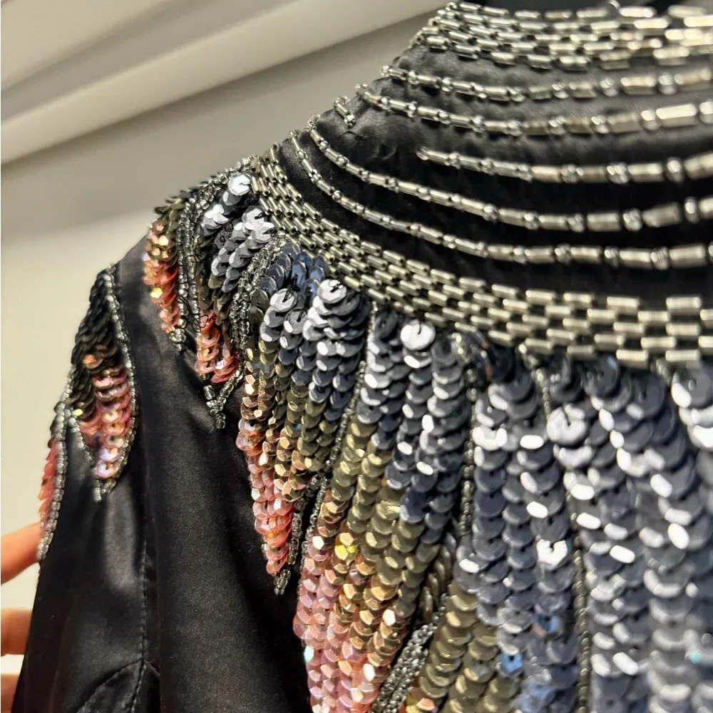 Topshop 100% Silk Beaded Embellished Jacket - Picture 3 of 7